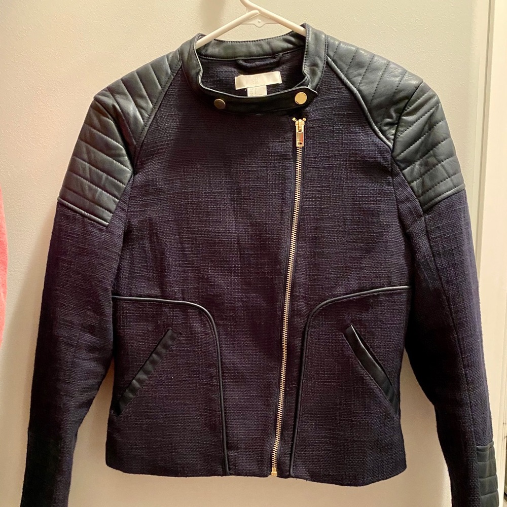Linen & leather Moto jacket